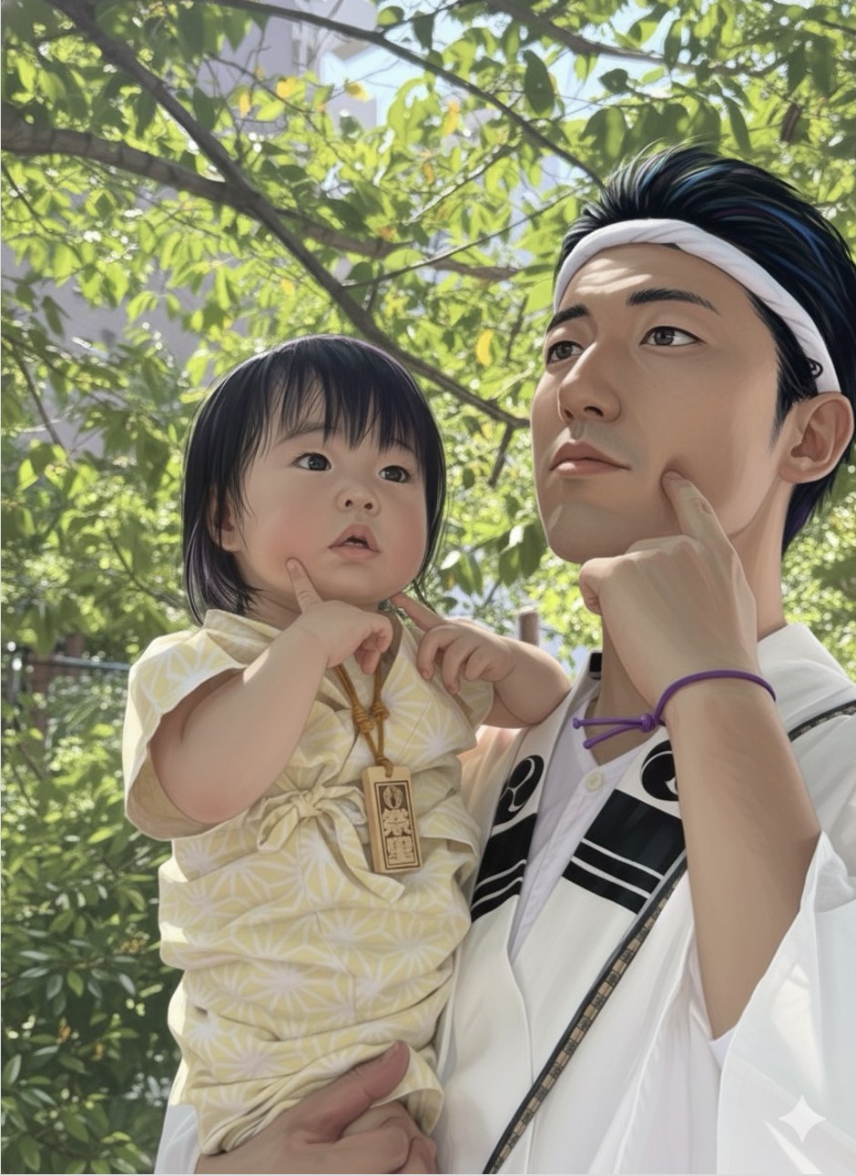 三小田翔と娘のポートレート